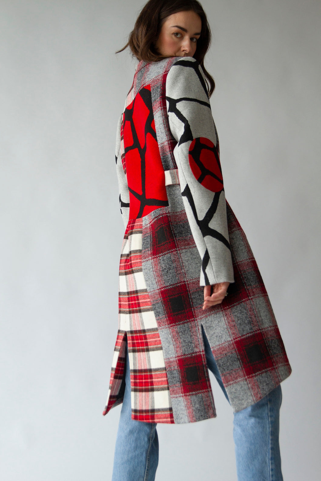 Monster| Tartan Car Coat (Textured Gecko)